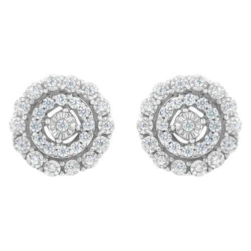 10KT White Gold 1/2 cttw Double Halo Brilliant Round-Cut Diamond Stud Earrings (I-J Clarity, I2-I3 Color) WEM Support (www.WEM.support)