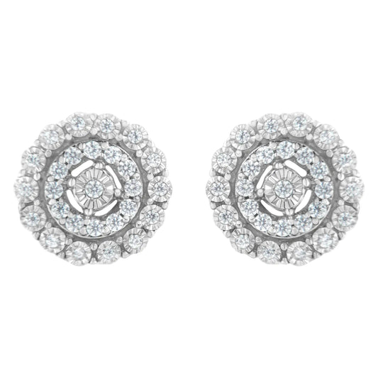10KT White Gold 1/2 cttw Double Halo Brilliant Round-Cut Diamond Stud Earrings (I-J Clarity, I2-I3 Color) WEM Support (www.WEM.support)