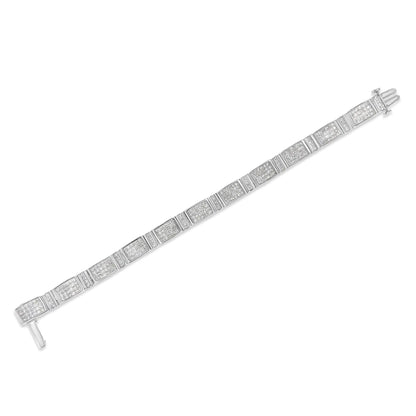 14K White Gold 7.0 Cttw Princess Cut Diamond 7" Alternating Vertical and Horizontal Rectangular Link Tennis Bracelet (H-I Color, SI2-I1 Clarity) WEM Support (www.WEM.support)