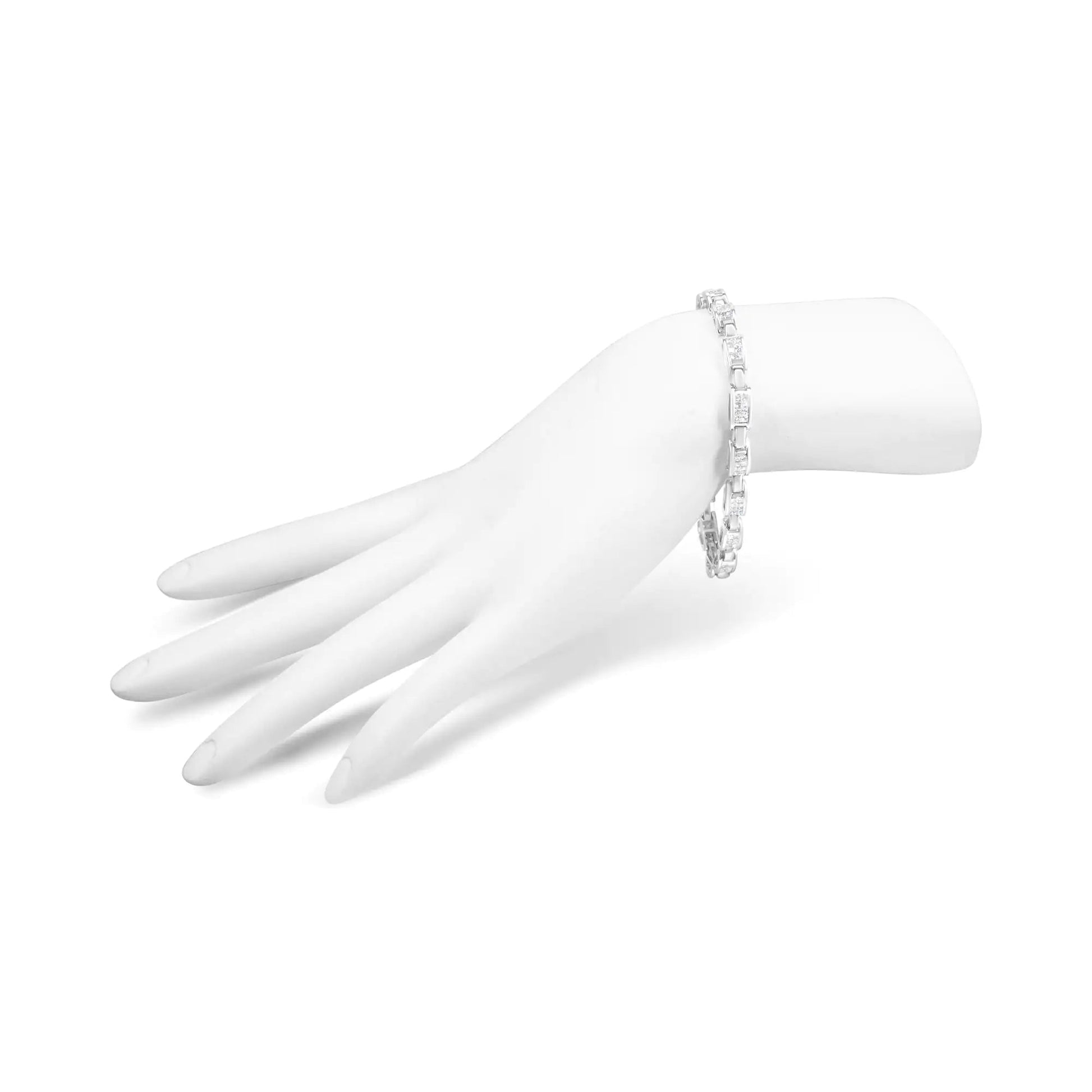 14K White Gold 2.0 Cttw Princess Cut Invisible Set Diamond Rectangular Link Bracelet (I-J Color, I1-I2 Clarity) - 7.25" WEM Support (www.WEM.support)