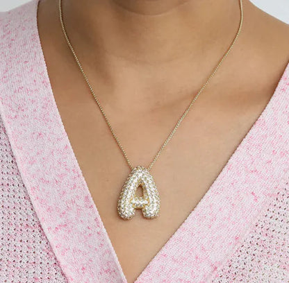 Star Brass Zircon Letter Necklace WEM Support (www.WEM.support)