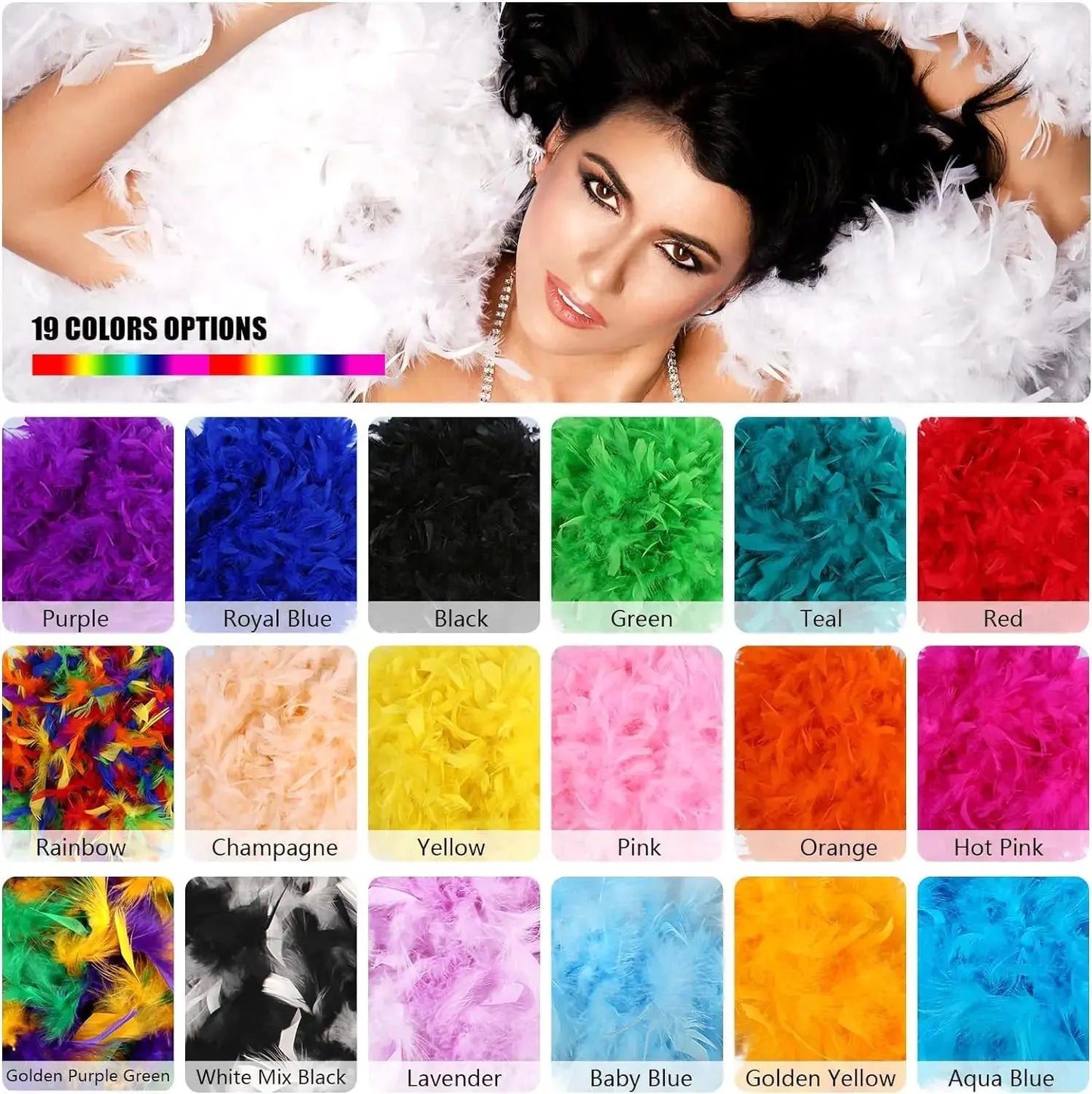 THARAHT 19 Color- 40/60/100g 2Yard Chandelle Feather Boa Dancing Wedding Party Halloween Costume Decoration Feathers boa 40g Hot Pink My Store