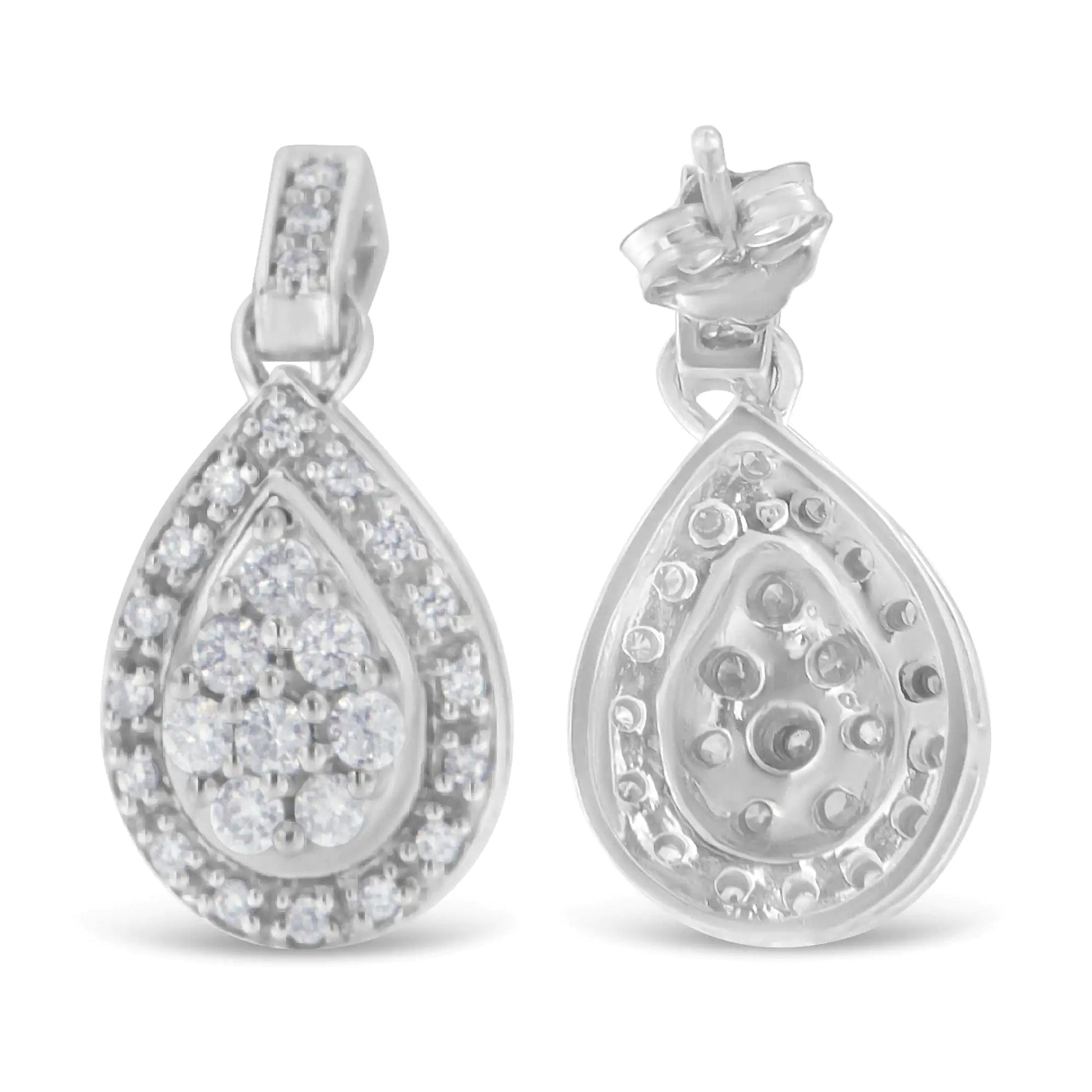 10k White Gold Round Cut Diamond Earrings (0.75 cttw, H-I Color, I1-I2 Clarity) WEM Support (www.WEM.support)