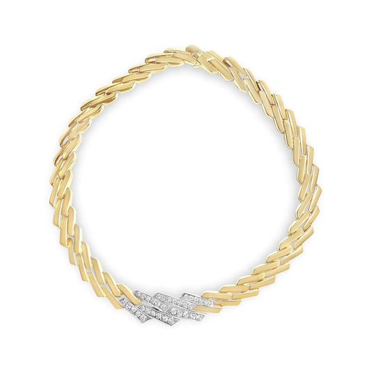 14k Yellow Gold 2 3/4 Cttw Pave Diamond Miami Cuban Curb Link Chain 16" Necklace (H-I Color, SI1-SI2 Clarity) WEM Support (www.WEM.support)