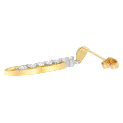 14K Two Toned Gold Dangling Diamond Drop Earrings (1.00cttw, H-I color,SI1-SI2 clarity) WEM Support (www.WEM.support)