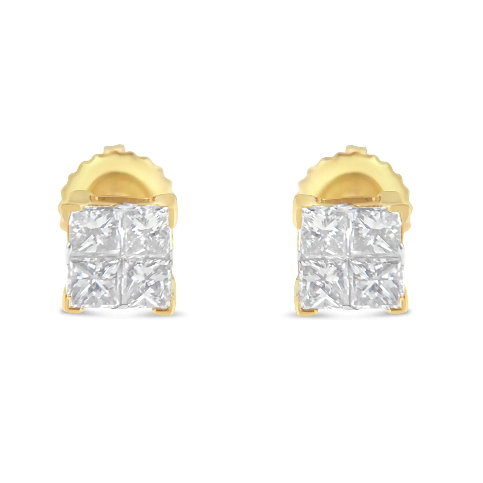 10K Gold Princess Diamond Composite Stud Earring (1/2 cttw, I-J Color, I1-I2 Clarity) WEM Support (www.WEM.support)
