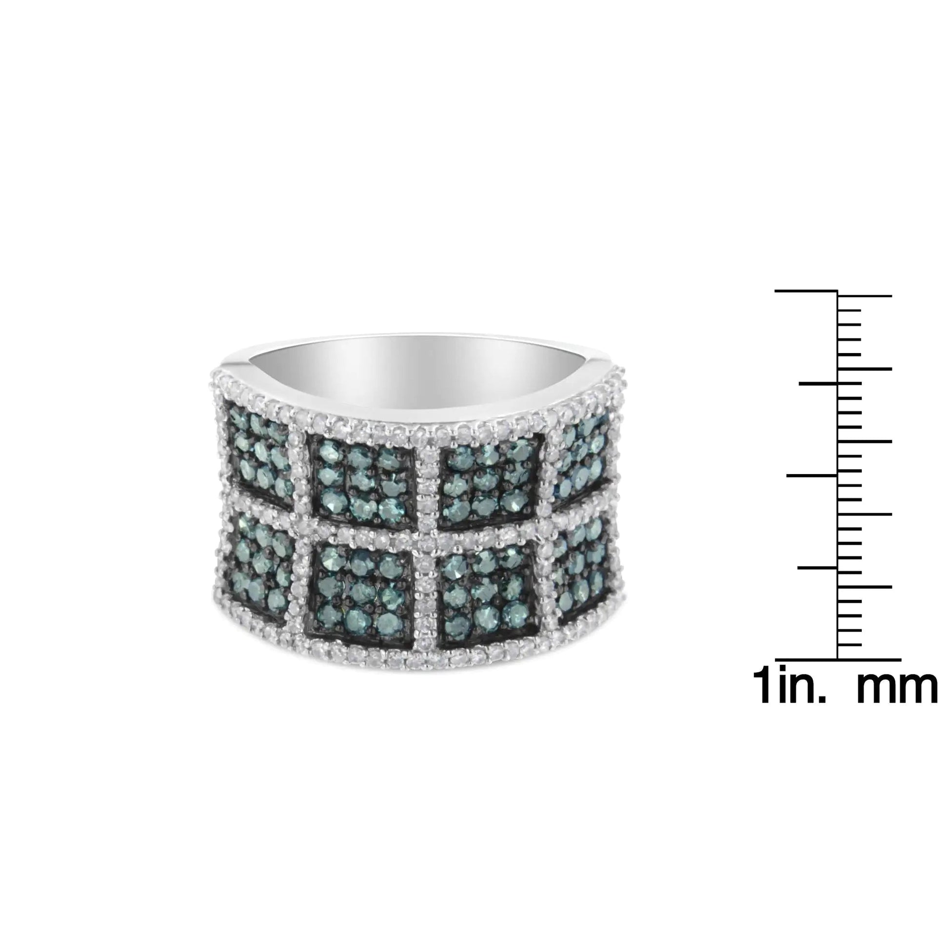 14K White Gold White and Treated Blue Diamond Cocktail Ring (1 1/2 Cttw, H-I Color, I1-I2 Clarity) WEM Support (www.WEM.support)