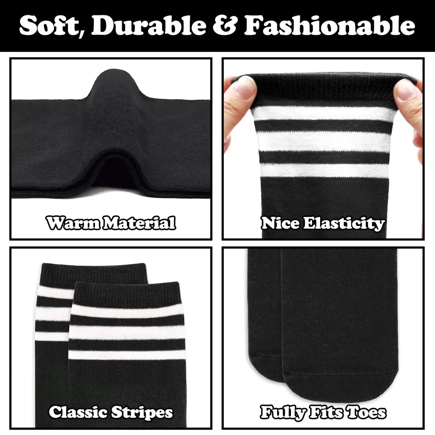 4 Pairs Kids Soccer Socks Toddler Soccer Socks Girls Boys Soccer Socks Toddler Knee High Socks Toddler Kids Tube Socks 3-6 Years Black, Black, Black/White, White/Black My Store