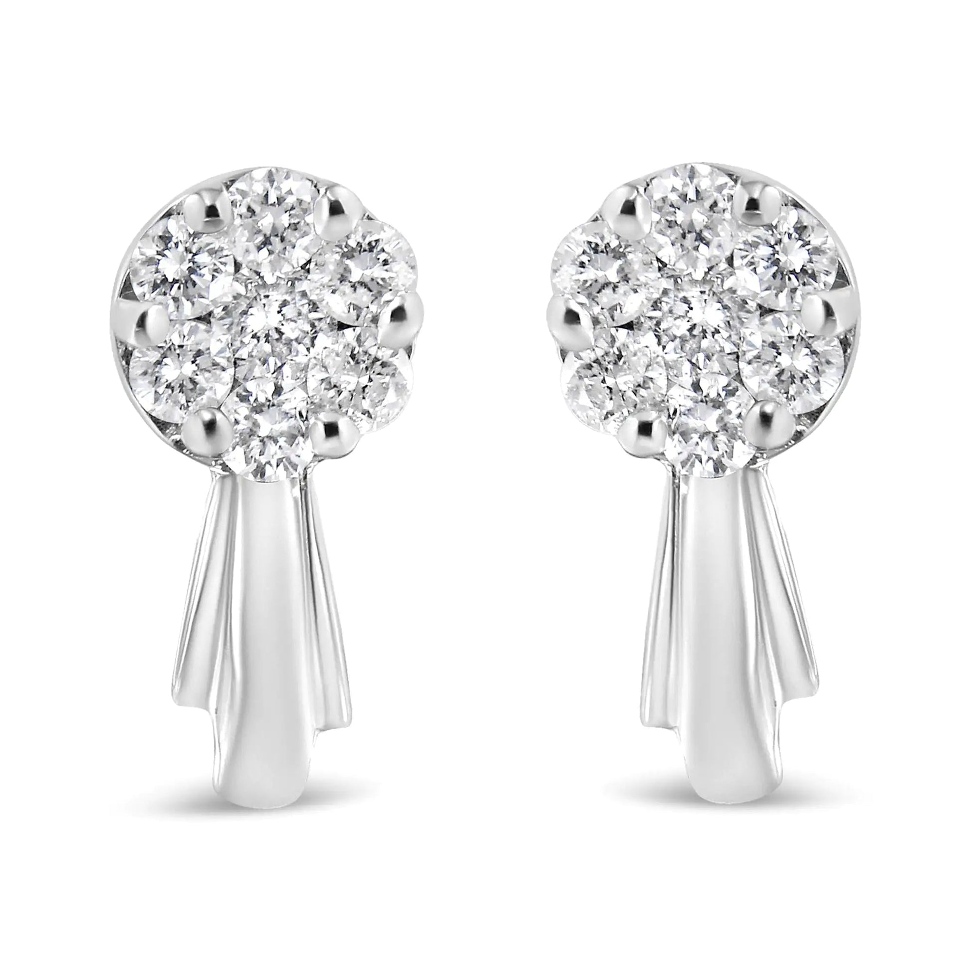 14K Gold 3/4 Cttw Diamond Floral Cluster Drop and Dangle Stud Earrings (H-I Color, I1-I2 Clarity) WEM Support (www.WEM.support)
