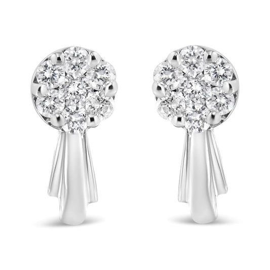 14K Gold 3/4 Cttw Diamond Floral Cluster Drop and Dangle Stud Earrings (H-I Color, I1-I2 Clarity) WEM Support (www.WEM.support)
