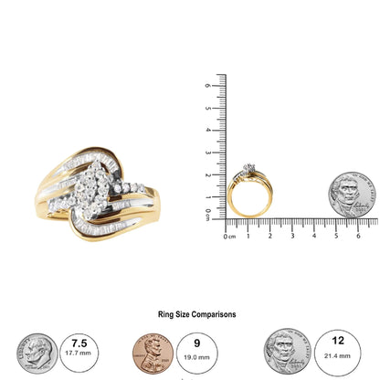 10K Yellow Gold 1/2 Cttw Diamond Pear Cluster and Swirl Ring (H-I Color, I1-I2 Clarity) WEM Support (www.WEM.support)