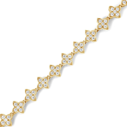 10K Yellow Gold 2.0 cttw Round-Cut Diamond 4 Leaf Clover Link Bracelet (J-K Color, I1-I2 Clarity) - Size 7.25" WEM Support (www.WEM.support)