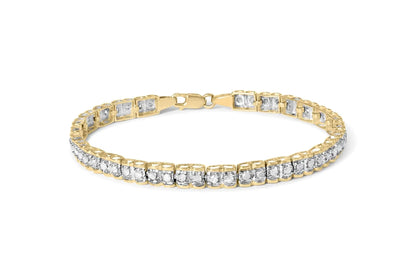 10K Yellow Gold 1.00 Cttw Round-Cut Diamond Link Bracelet (I-J Color, I3-Promo Clarity) - Size 7" WEM Support (www.WEM.support)