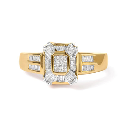 10K Yellow Gold 1/2 Cttw Diamond Composite and Halo Ring (H-I Color, SI1-SI2 Clarity) WEM Support (www.WEM.support)