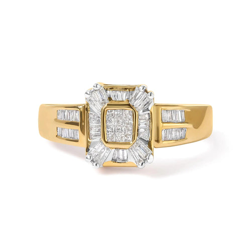 10K Yellow Gold 1/2 Cttw Diamond Composite and Halo Ring (H-I Color, SI1-SI2 Clarity) WEM Support (www.WEM.support)