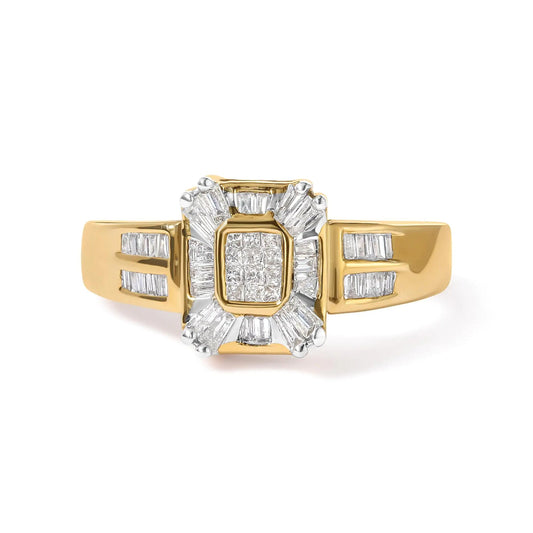 10K Yellow Gold 1/2 Cttw Diamond Composite and Halo Ring (H-I Color, SI1-SI2 Clarity) WEM Support (www.WEM.support)