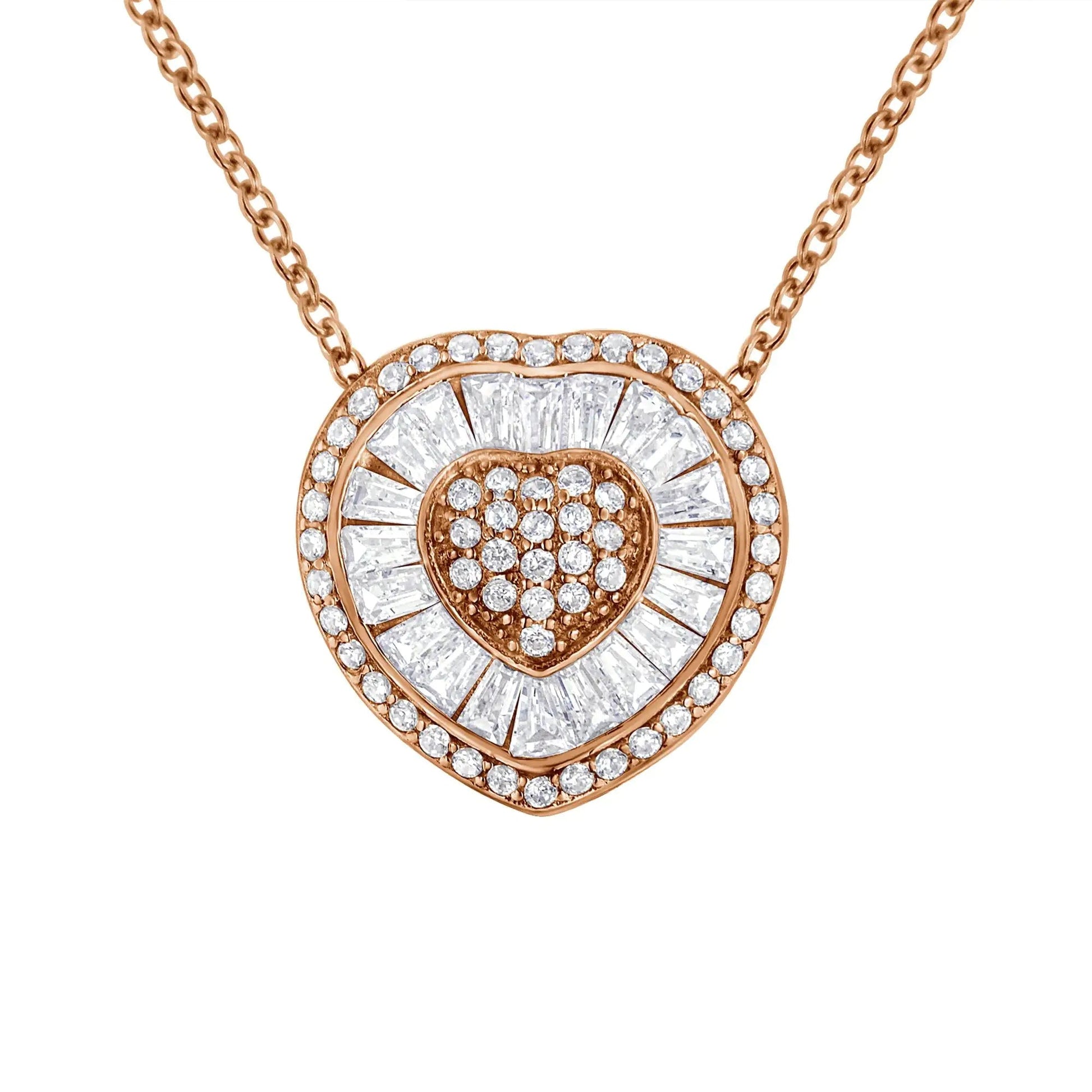 10K Rose Gold 1/2 cttw, Diamond Heart Pendant Necklace (H-I Color, I1-I2 Clarity) WEM Support (www.WEM.support)