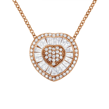 10K Rose Gold 1/2 cttw, Diamond Heart Pendant Necklace (H-I Color, I1-I2 Clarity) WEM Support (www.WEM.support)