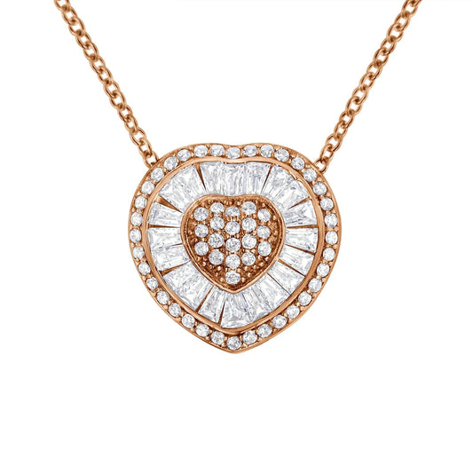 10K Rose Gold 1/2 cttw, Diamond Heart Pendant Necklace (H-I Color, I1-I2 Clarity) WEM Support (www.WEM.support)