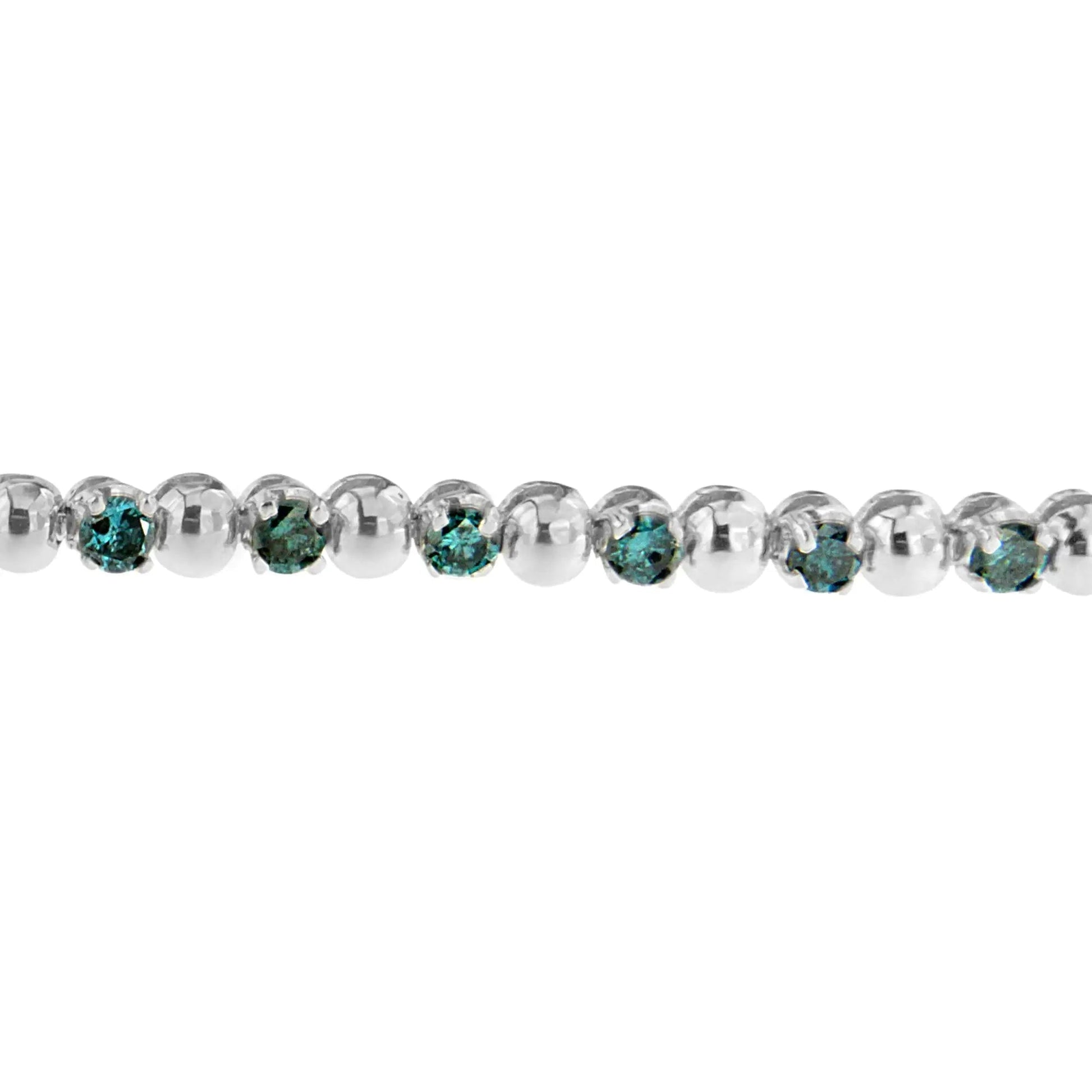 14K White Gold Round-Cut Blue Diamonds Bracelet (3.00 cttw, Blue Color, Clarity) WEM Support (www.WEM.support)