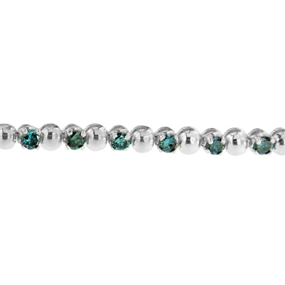 14K White Gold Round-Cut Blue Diamonds Bracelet (3.00 cttw, Blue Color, Clarity) WEM Support (www.WEM.support)