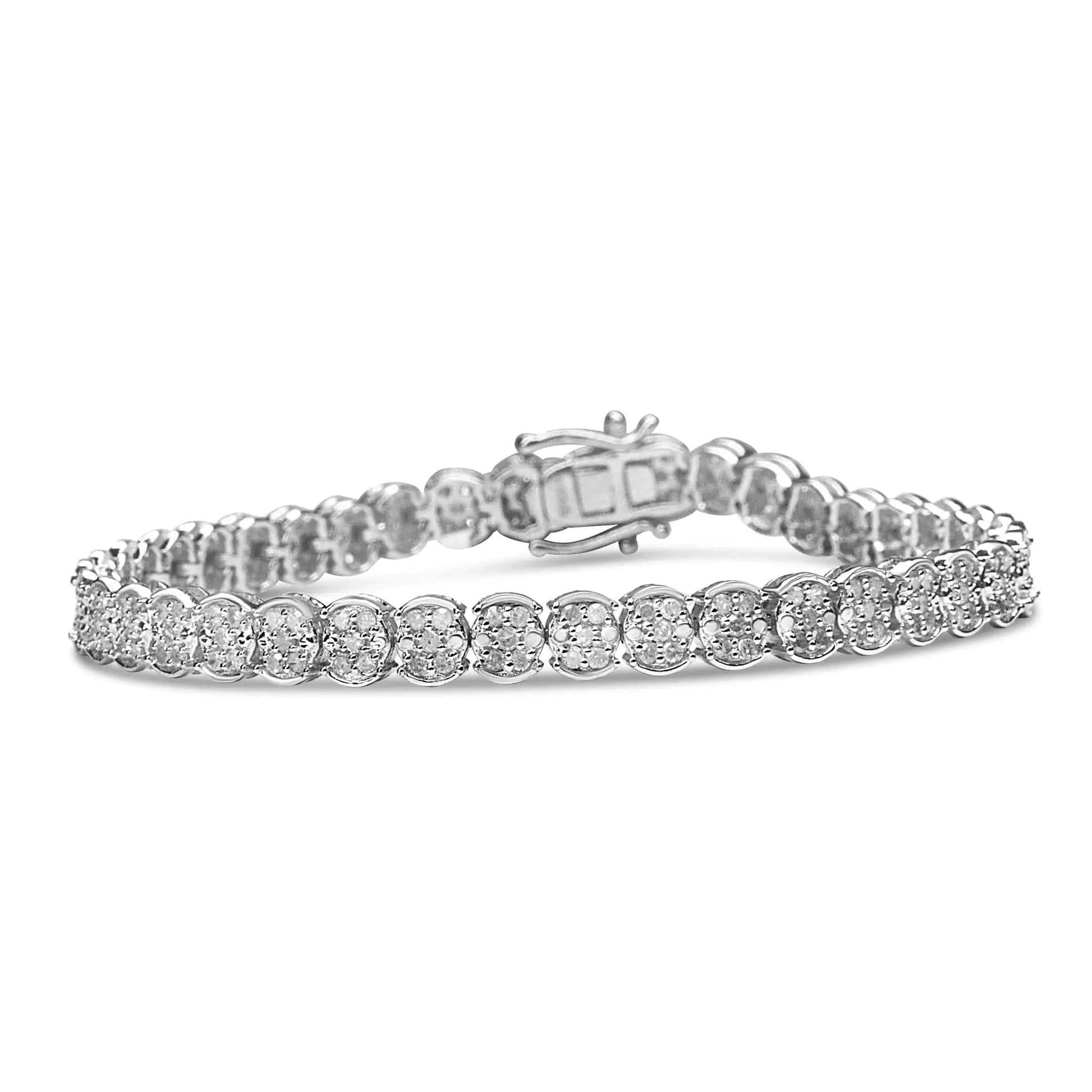 .925 Sterling Silber 2.0 Cttw Diamanten Cluster Link Armband (I-J Farbe, I2-I3 Reinheit) - Größe 7.25" WEM Support (www.WEM.support)