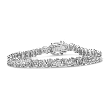 .925 Sterling Silber 2.0 Cttw Diamanten Cluster Link Armband (I-J Farbe, I2-I3 Reinheit) - Größe 7.25" WEM Support (www.WEM.support)