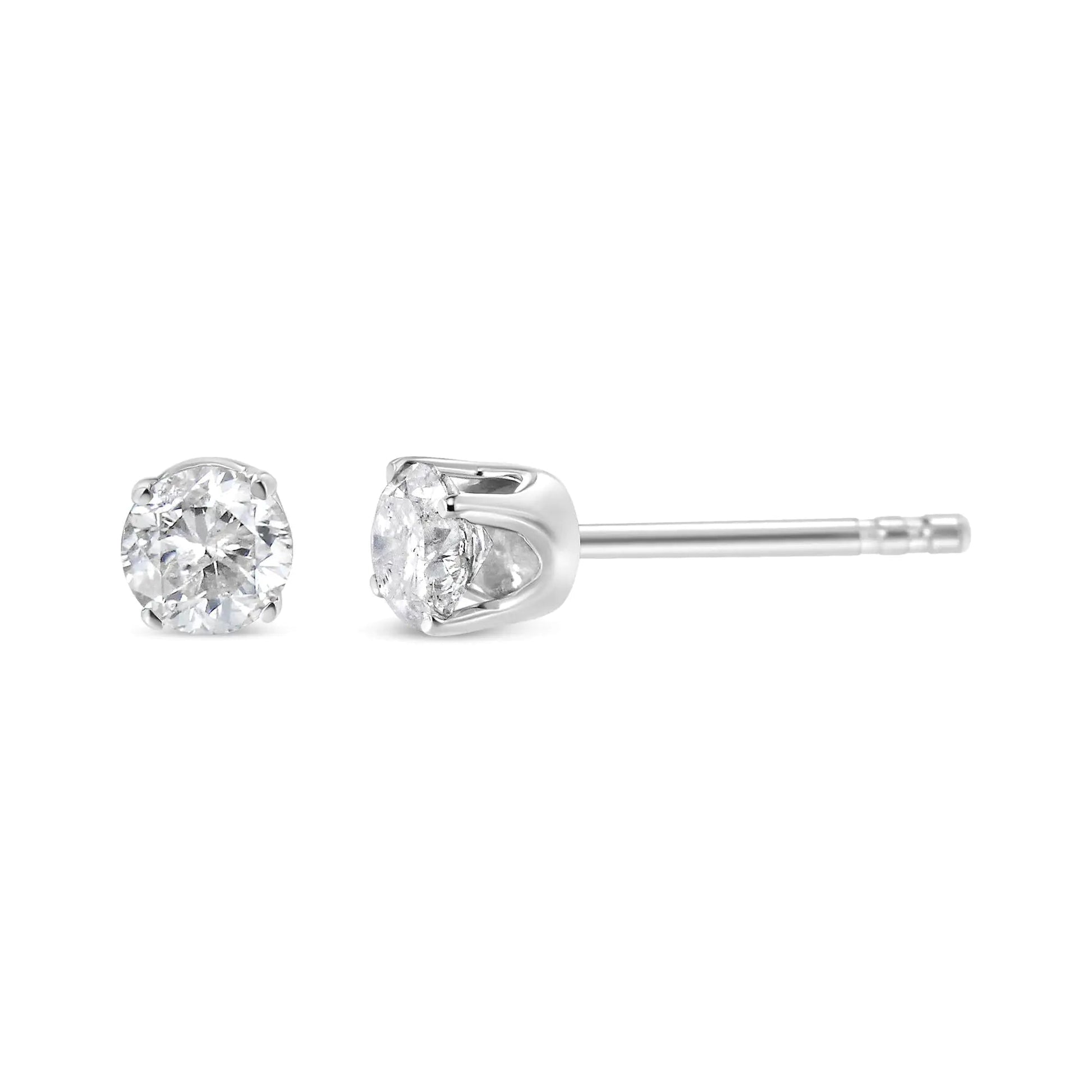 .925 Sterling Silver 5/8 Cttw Round Brilliant-Cut Near Colorless Diamond Classic 4-Prong Stud Earrings (H-I Color, I2-I3 Clarity) WEM Support (www.WEM.support)