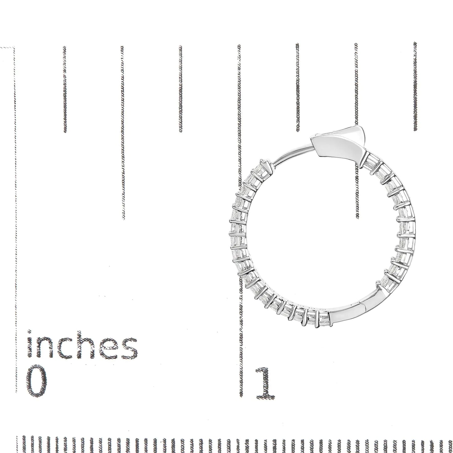 14K White Gold Natural Princess Cut Diamond Inside Out Hoop Earrings (G-H Color, SI2-I1 Clarity) WEM Support (www.WEM.support)