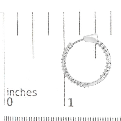 14K White Gold Natural Princess Cut Diamond Inside Out Hoop Earrings (G-H Color, SI2-I1 Clarity) WEM Support (www.WEM.support)