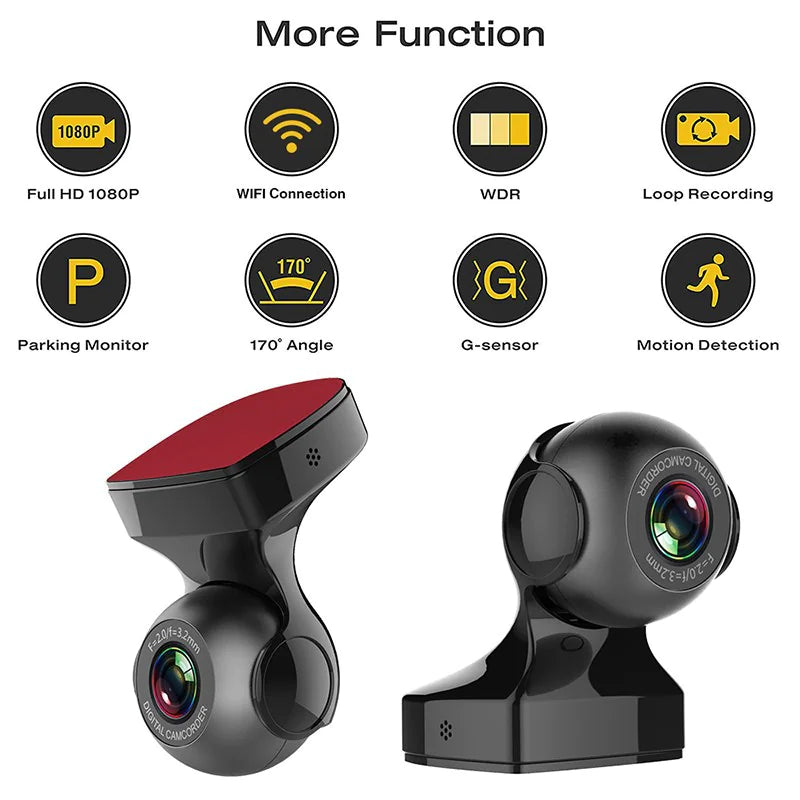 170° WiFi Dash Cam Recorder Car Camera HD 1080P Car DVR Vehicle Video G-Sensor WEM Support (www.WEM.support)