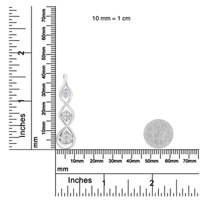 10K White Gold 1/4 cttw 3-Stone Diamond Drop Twisted Pendant Necklace (I-J, I2-I3) WEM Support (www.WEM.support)