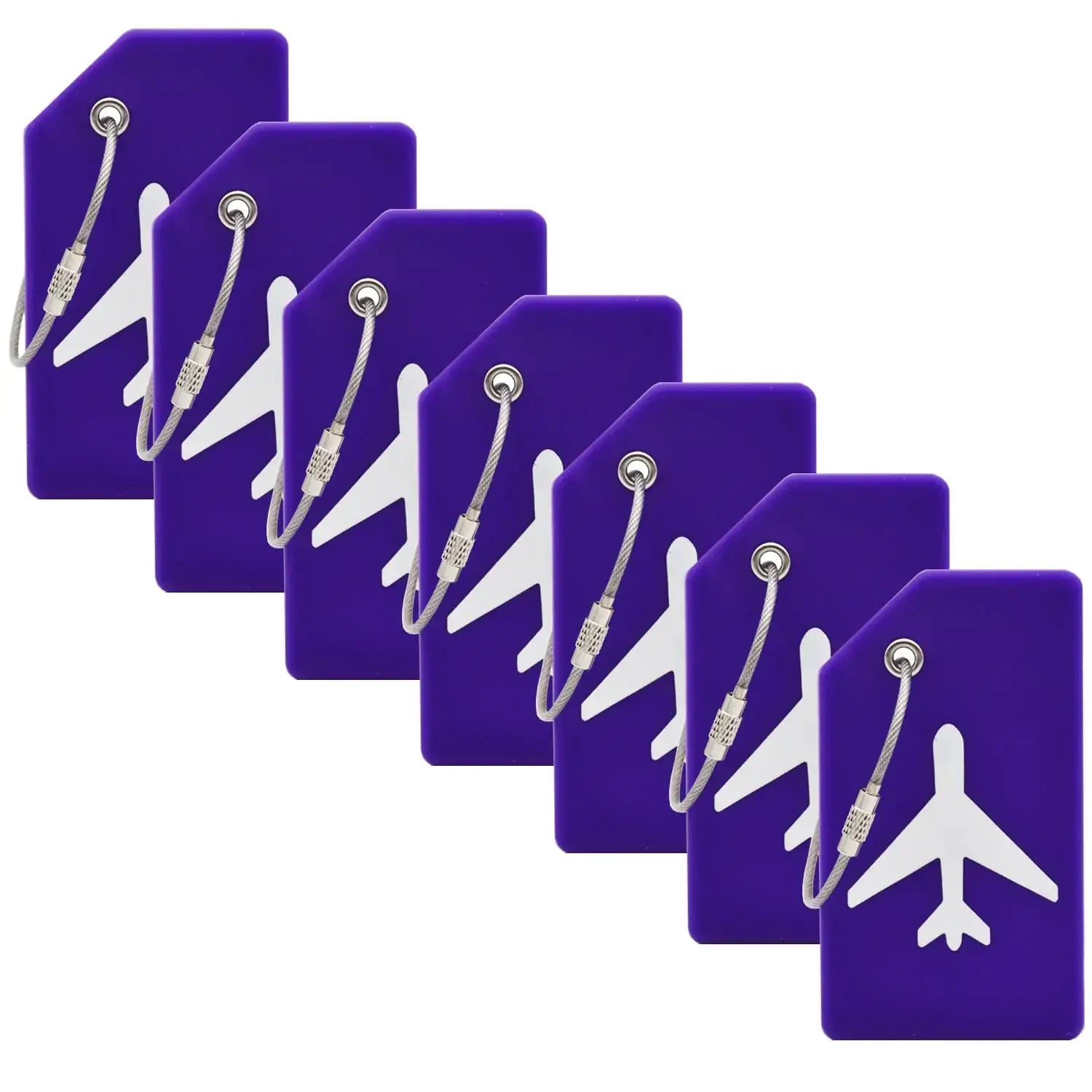 7 Pack Silicone Luggage Tag Baggage Handbag Travel Suitcase Tags with Name ID Card Perfect to Quickly Spot Luggage Suitcase (Purple） Purple My Store