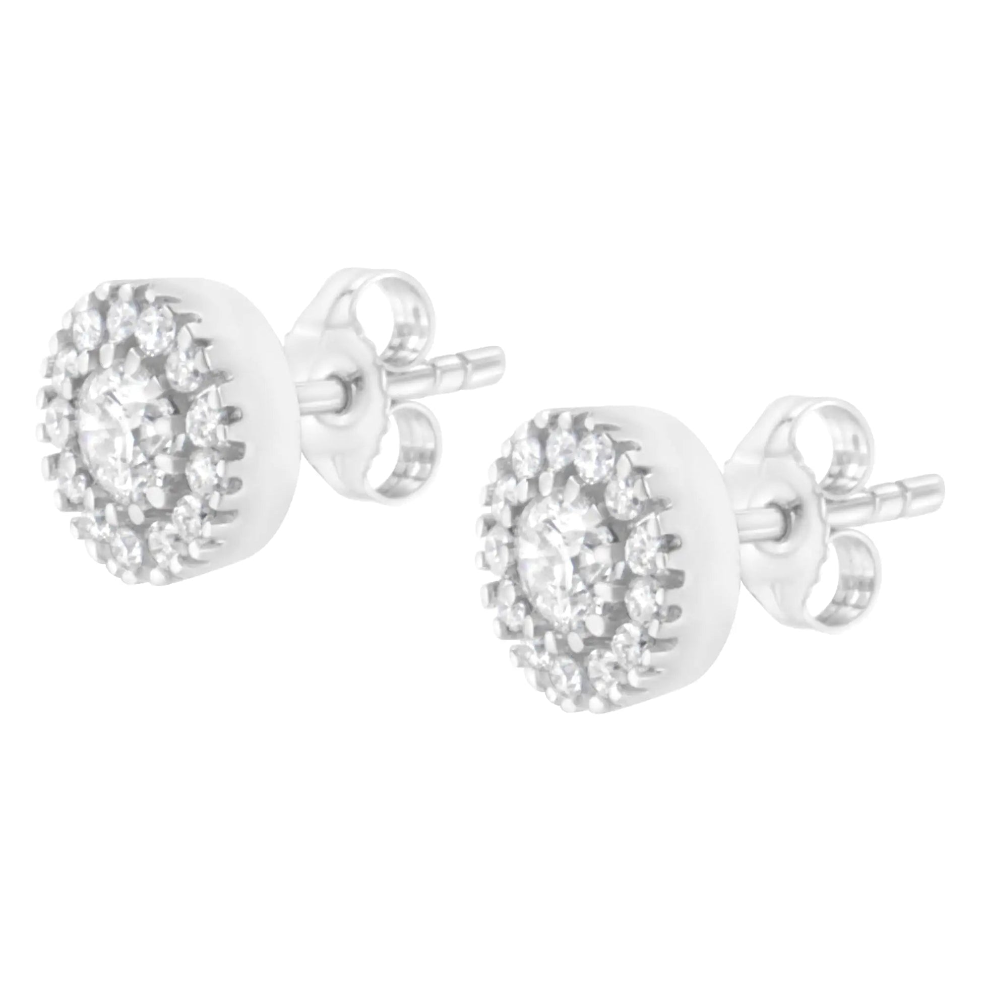 14k White Gold 1 cttw Diamond Halo Stud Earrings (I-J Clarity, I1-I2 Color) WEM Support (www.WEM.support)