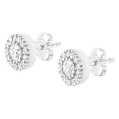 14k White Gold 1 cttw Diamond Halo Stud Earrings (I-J Clarity, I1-I2 Color) WEM Support (www.WEM.support)