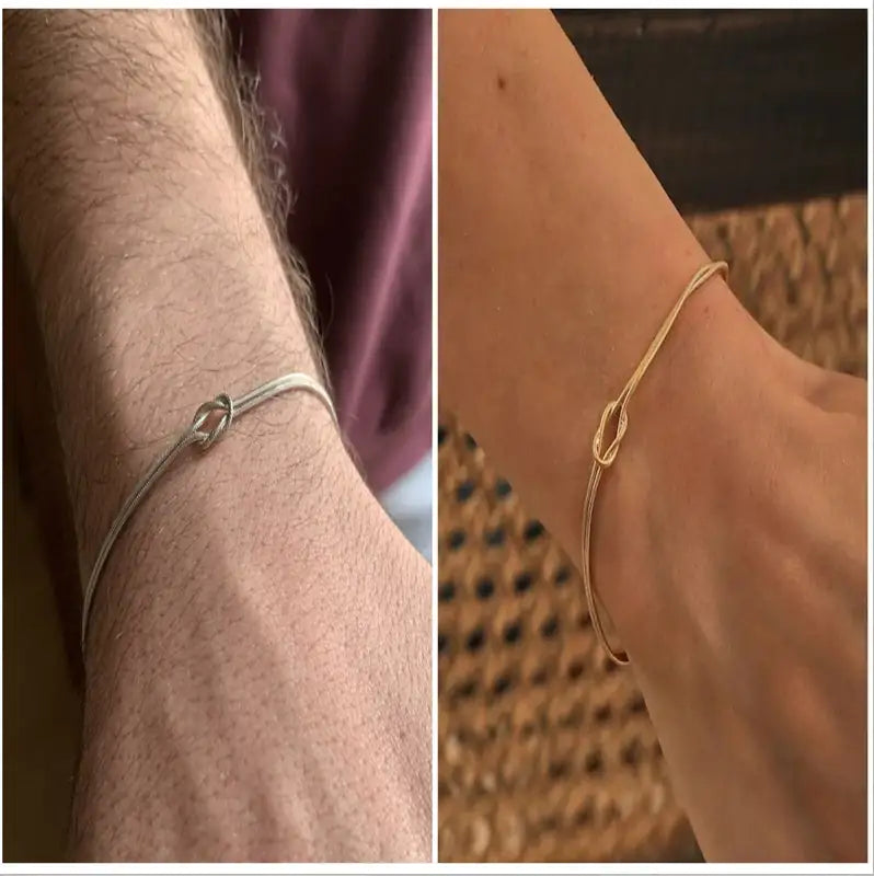 Stainless Steel Valentine's Day Knot Snake Chain Necklace Hand Knotted Bracelet WEM Support (www.WEM.support)