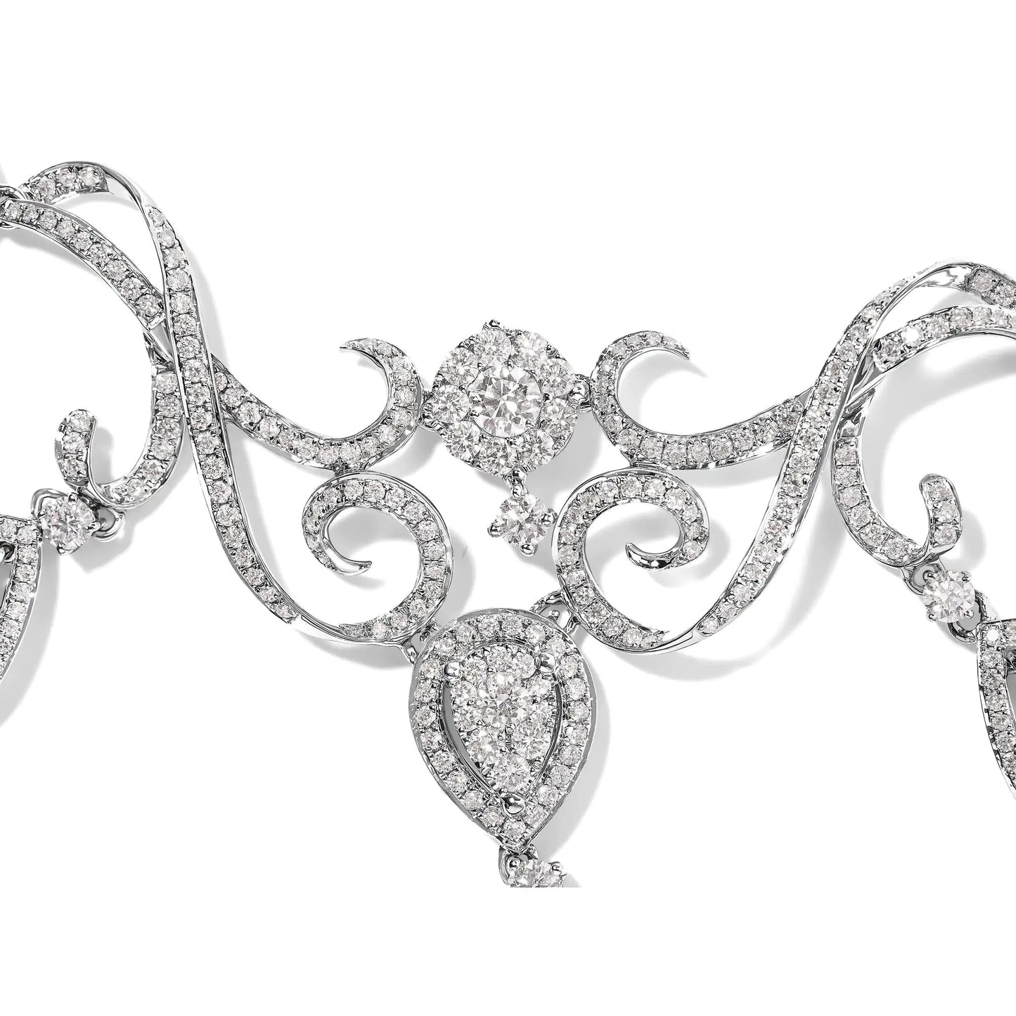 14K White Gold 3 1/2 Cttw Diamond Statement Drop and Dangle Necklace (G-H Colors, SI1-SI2 Clarity) WEM Support (www.WEM.support)