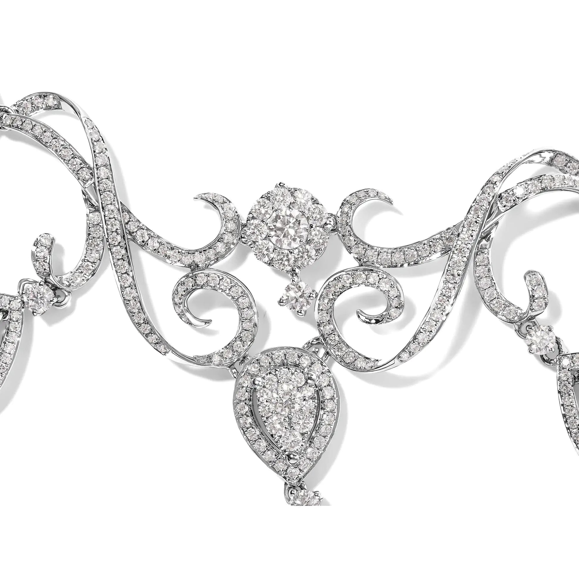 14K White Gold 3 1/2 Cttw Diamond Statement Drop and Dangle Necklace (G-H Colors, SI1-SI2 Clarity) WEM Support (www.WEM.support)