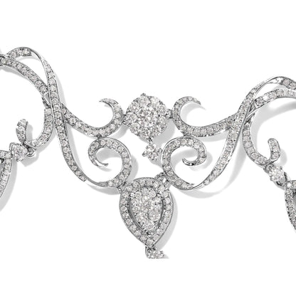 14K White Gold 3 1/2 Cttw Diamond Statement Drop and Dangle Necklace (G-H Colors, SI1-SI2 Clarity) WEM Support (www.WEM.support)