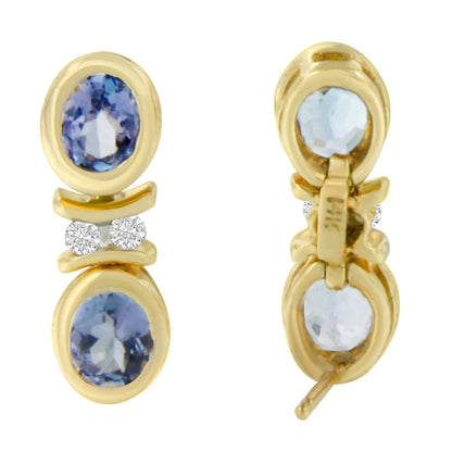 14K Yellow Gold Round Cut Diamond Tanzanite Earrings (1.60 cttw, I-J Color, I1-I2 Clarity) WEM Support (www.WEM.support)