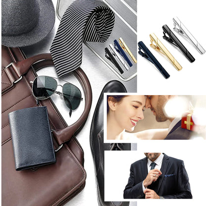 4PCS Mens Stainless Steel Tie Clip Necktie Bar Clasp Clamp Pin Gold Black Silver WEM Support (www.WEM.support)