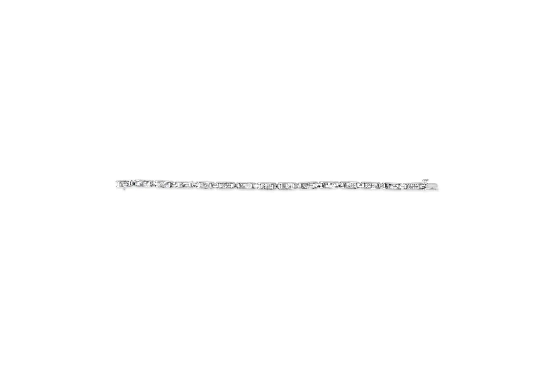 14K White Gold 2.0 Cttw Baguette and Princess-Cut Diamond Tennis Bracelet (H-I Color, SI1-SI2 Clarity) - 7" WEM Support (www.WEM.support)