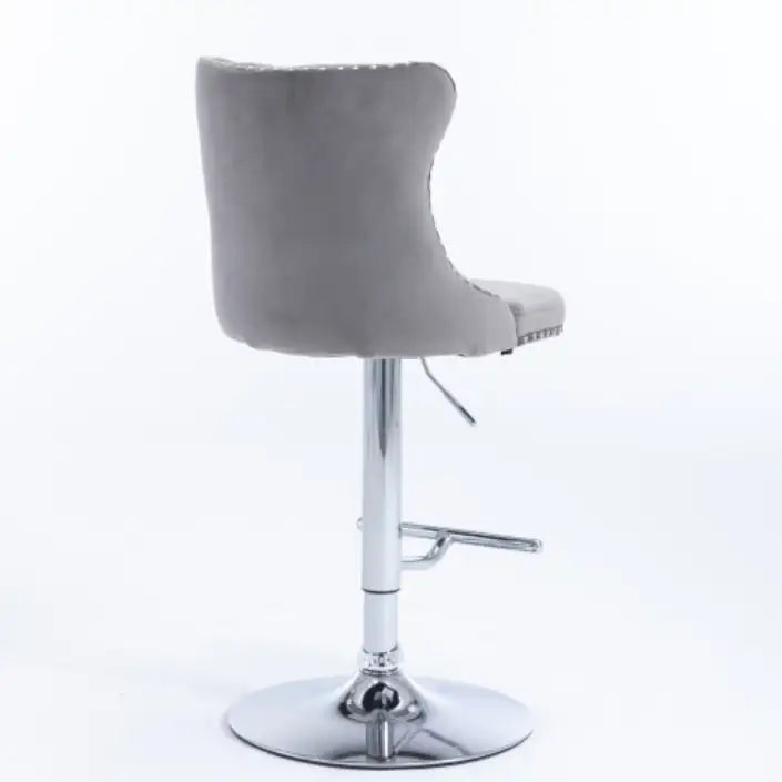 Swivel Velvet Barstools Adjusatble Seat Height From 25-33 Inch Gray Set Of 2 WEM Support (www.WEM.support)