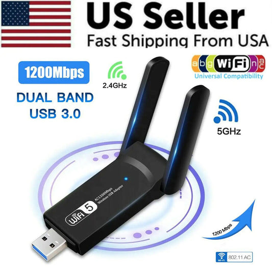 1200Mbps Long Range AC1200 Dual Band 5GHz Wireless USB 3.0 WiFi Adapter Antennas WEM Support (www.WEM.support)