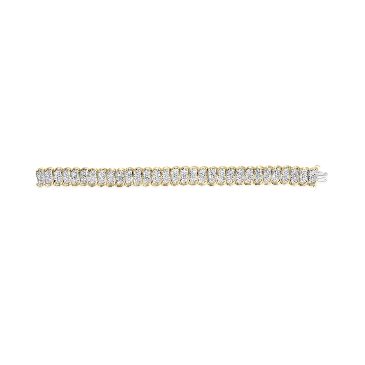 10k Yellow Gold 5.00 Cttw Diamond Oval Banded Link Bracelet (I-J Color, I1-I2 Clarity) - 7" Inches WEM Support (www.WEM.support)