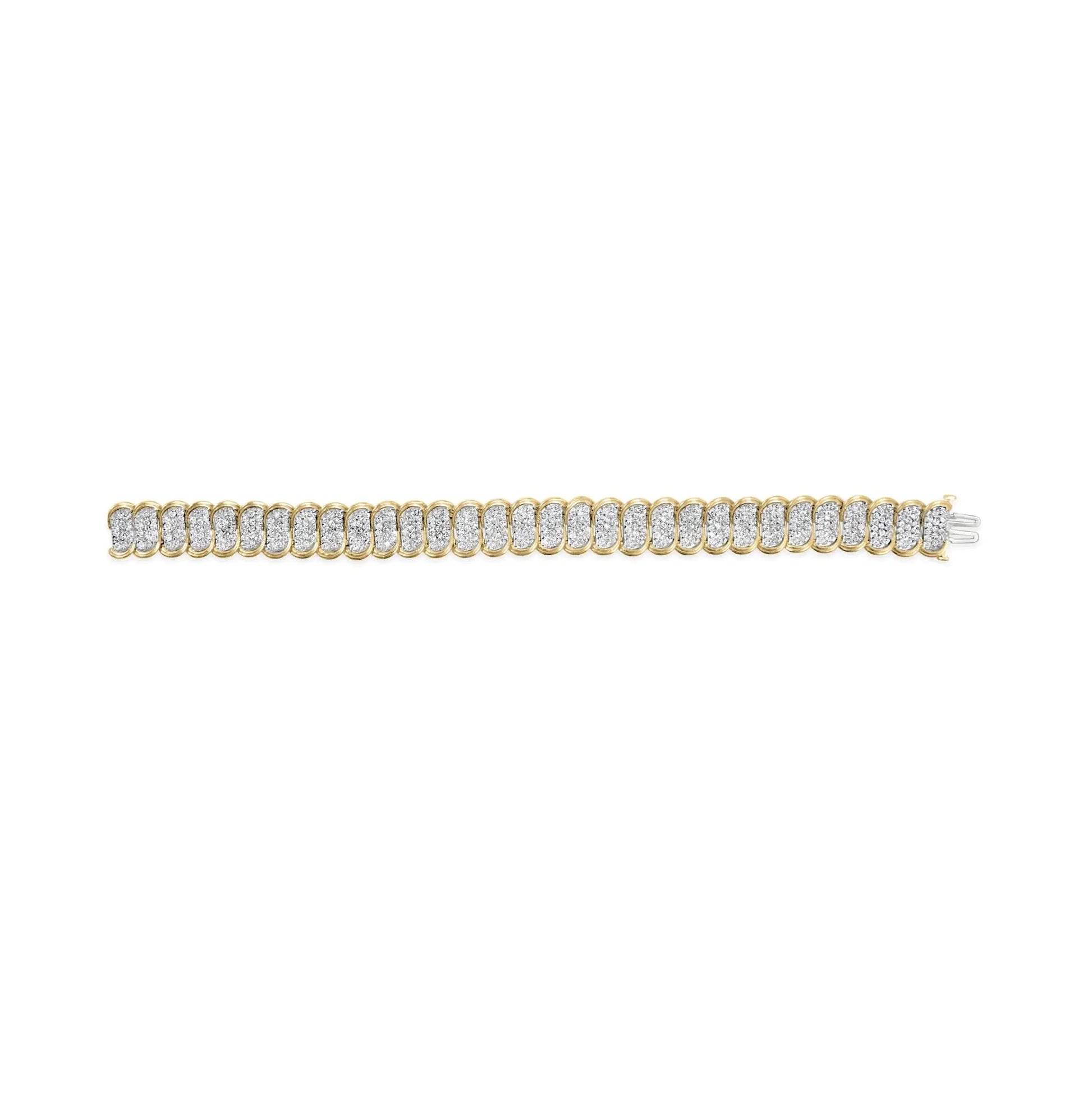 10k Yellow Gold 5.00 Cttw Diamond Oval Banded Link Bracelet (I-J Color, I1-I2 Clarity) - 7" Inches WEM Support (www.WEM.support)