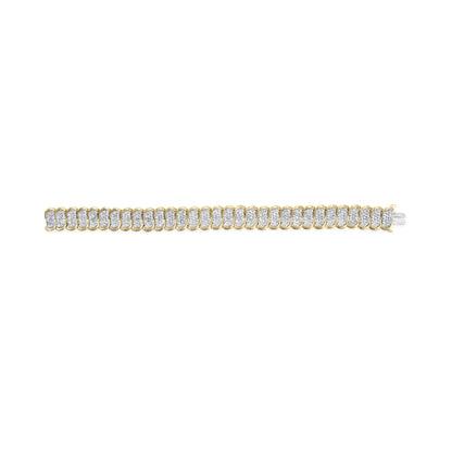 10k Yellow Gold 5.00 Cttw Diamond Oval Banded Link Bracelet (I-J Color, I1-I2 Clarity) - 7" Inches WEM Support (www.WEM.support)