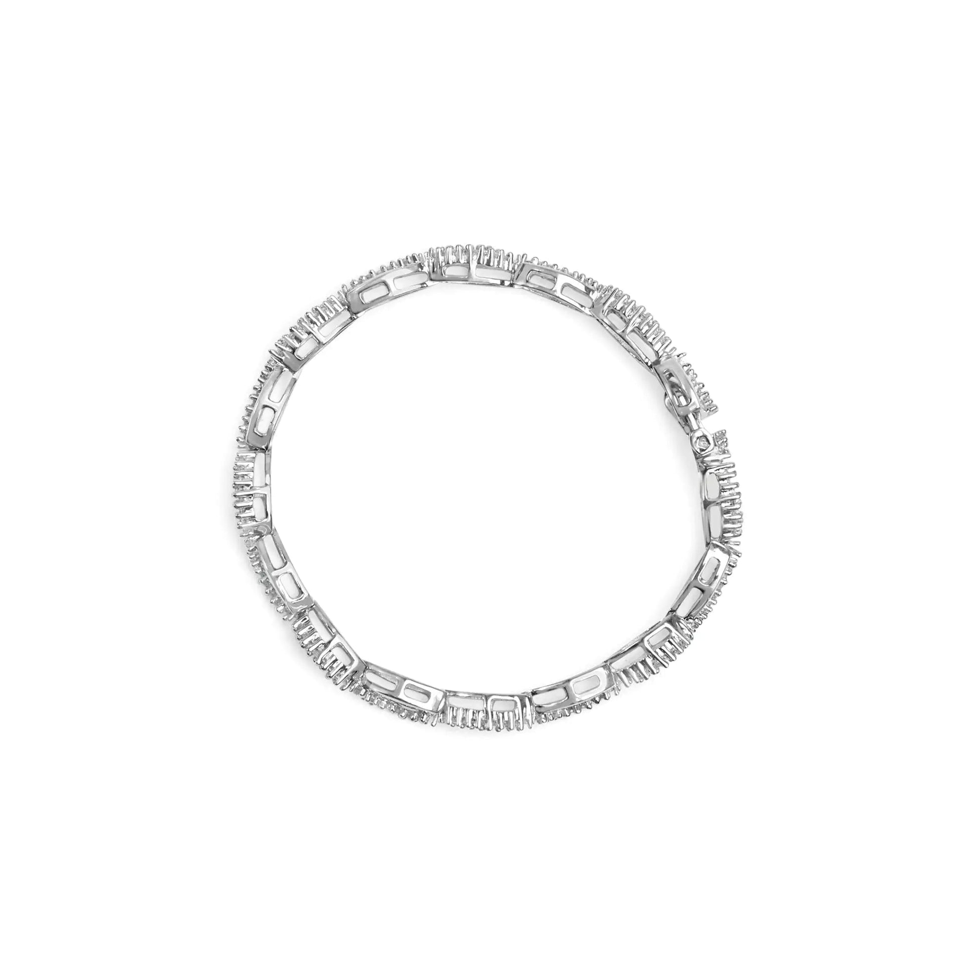 14K White Gold 2.00 Cttw Diamond Swirl and Pear Shape Link Bracelet (I-J Color, I2-I3 Clarity) - 7" WEM Support (www.WEM.support)