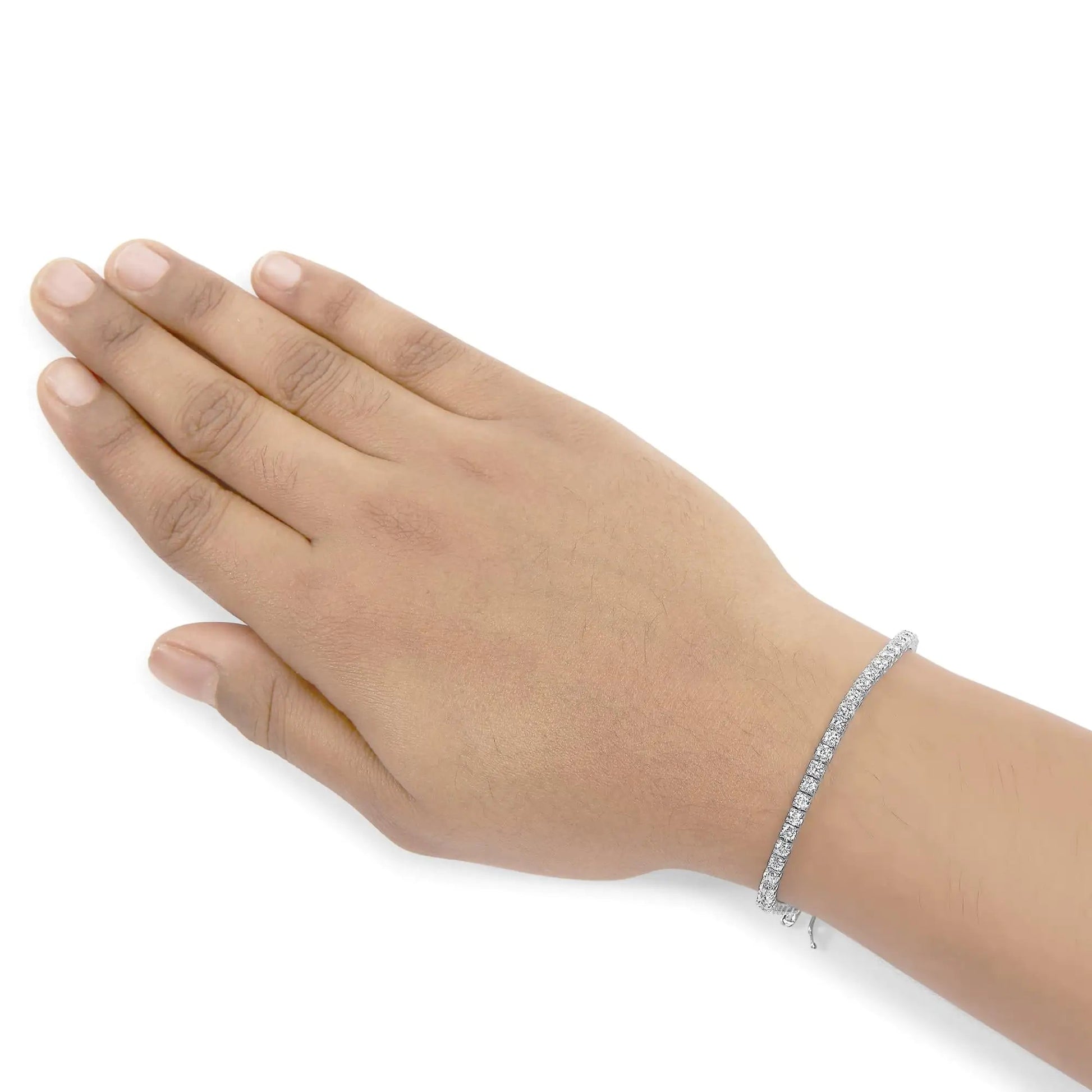 14K White Gold Lab Grown 4.00 Cttw Round Brilliant Cut Diamond Prong Set Classic Tennis Bracelet - 7" (F-G Color, VS2-SI1 Clarity) WEM Support (www.WEM.support)