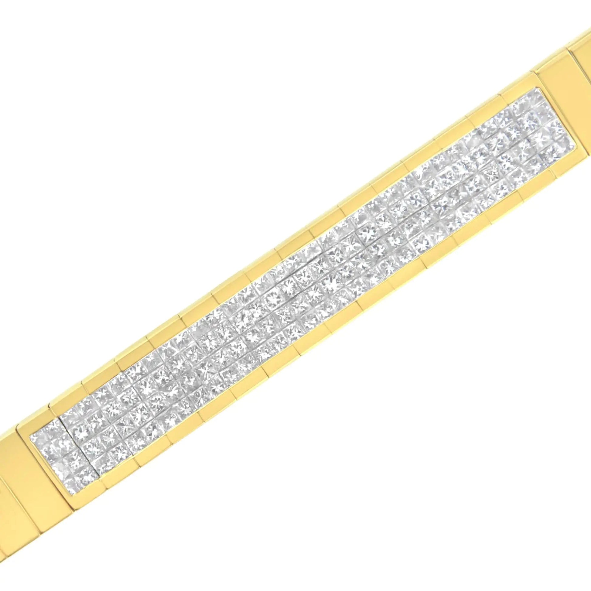 14K Yellow Gold 3 5/8 cttw Invisible Set Princess-Cut Diamond ID Tennis Bracelet (I-J Color, SI1-SI2 Clarity) - Size 7" WEM Support (www.WEM.support)